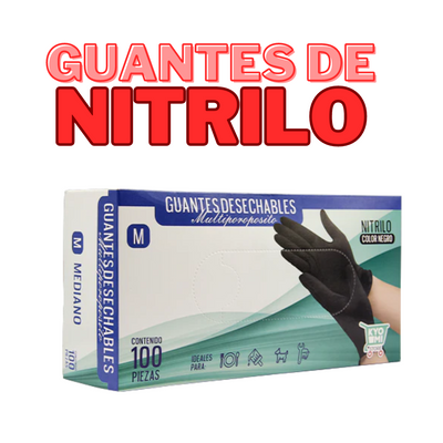 GUANTE NITRILO MEDIANO NEGRO C/50 PARES