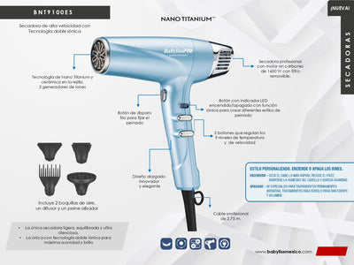 SECADORA BABYLISS ALTA VELOCIDAD BNT9100ES