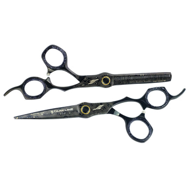 ESTUCHE DUO TIJERA CORTE Y DEGRAFILAR NEGRA 7.5 PULG STARKLINE