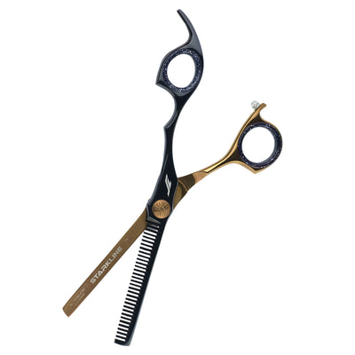 ESTUCHE DUO TIJERA CORTE Y DEGRAFILAR ROSE-GOLD NEGRA 7PULG STARKLINE