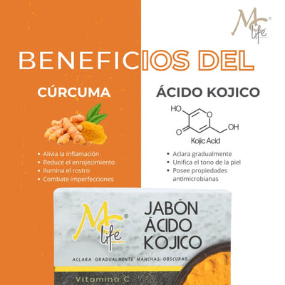 JABON MC LIFE ACLARANTE DE ACIDO KOJICO 2PZ CON 100 GRS