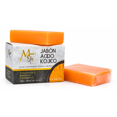 JABON MC LIFE ACLARANTE DE ACIDO KOJICO 2PZ CON 100 GRS