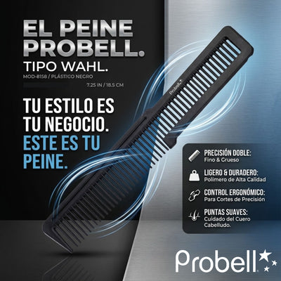 PEINE PROBELL TIPO WAHL PLASTICO NEGRO MOD-8158