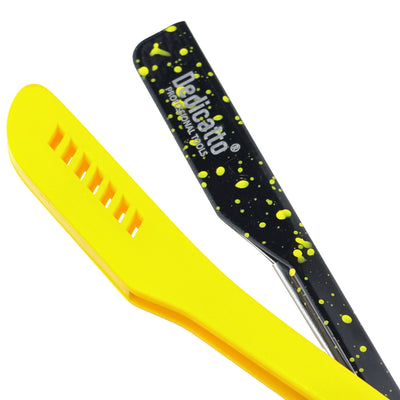 PORTA NAVAJA DEDICATO PLASTICO AMARILLO