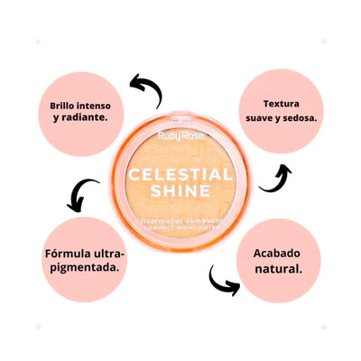PROMO ILUMINADOR POLVO CELESTIAL SHINE RUBY ROSE 02-PL HB-M701 5.5G