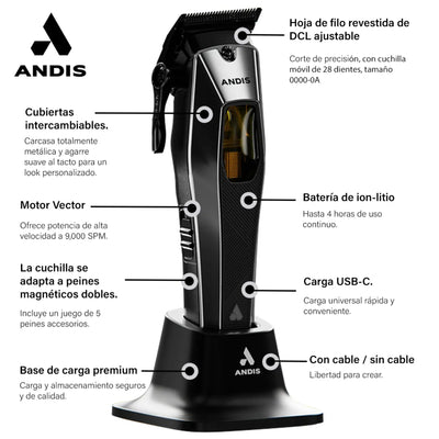 RECORTADORA ANDIS RECON LMC + PEINADOR