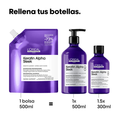 SHAMPOO LOREAL REFILL KERATIN ALPHA SLEEK 500ML
