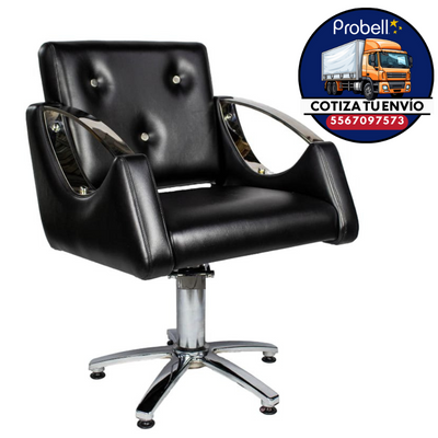 SILLON CORTE ELBY NEGRO LISO BOTONES