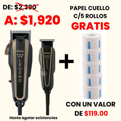 WAHL COMBO BARBER LEGEND MOD 8180+PAPEL CUELLO